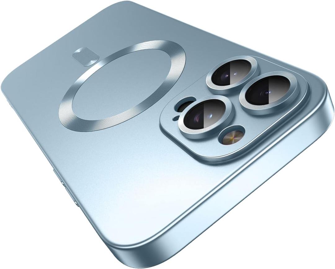 Misscase Magnetic Case for iPhone 16 Pro Max with Camera Lens Protector,Compatible with Magsafe, Full Protection Slim Anti-Scratch Soft TPU Bumper Phone Case for iPhone 16 Pro Max Light Blue