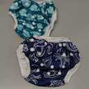 ALVABABY Swim Diapers 2pcs Baby & Toddler Snap One Size Reusable Adjustable Baby Boys' Swim Diapers for Swimming Lessons SW18-21 (Small, 01marine Animal Small)