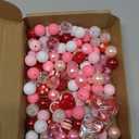 Poen 100 Pcs 20 mm Valentines Day Rhinestone Bubblegum Beads Pink Red Beads for Pens Bulk Mixed Crystal Resin Chunky Crafts for DIY Craft Keychain Necklace Bracelet Jewelry Making Decor for Holiday (Sweet Color)