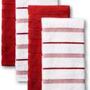 KitchenAid Albany Kitchen Towel 4-Pack Set, Passion Red/White, 16"x26"
