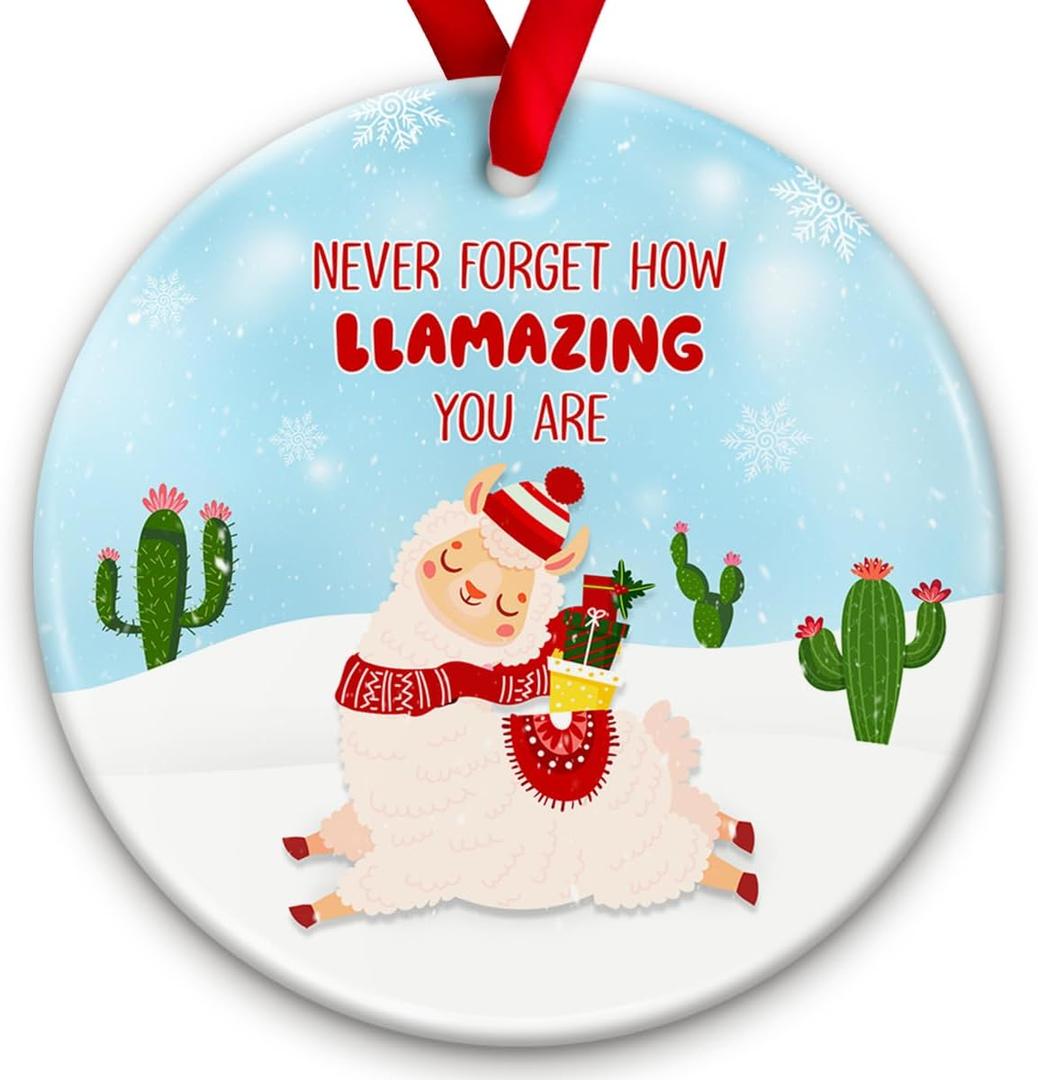 5 x Llama Christmas Ornament - Never Forget How Llamazing You are Ornaments - Funny Motivational Gift for Women, Girls, Friends  Merry Xmas Tree Decoration, Ideas