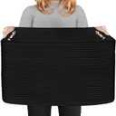 HONCESTA Extra Large Black Basket, 22" X 17" X 12" Rectangle Woven Bin for Storage, Soft Cotton Rope Kids Room Toy Box Bins, Big Wicker Basket Organizer for Blankets, Pillows, Laundry