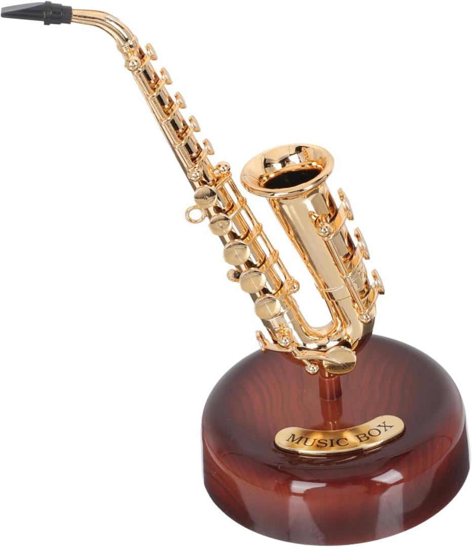 Saxophone Music Box, 7.9in Classic Saxophone Home Accessories, Saxophone Mum Trinket Saxophone Jewelry BoxMini Musical Instrument Ornaments for Home Decoration Housewarming Desktop