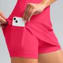 SANTINY Women's High Waisted Swim Skirt with Pocket Tummy Control Tankini Swimsuit Bathing Suit Bottoms for Women (Pink, XXL)