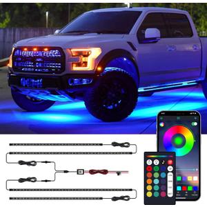 Underglow Kit for Car, Car Led Underglow Lights for Trucks with App and Remote Control, 16 Million RGB Colors, 29 Preset Modes, Music & DIY Mode, Under Car Led Lights Exterior for SUVs, Trucks, DV 12V