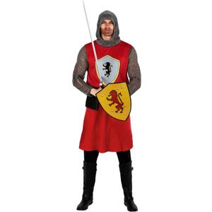 fun shack Medieval Knight Costume for Men, Adult Knight Outfit, Historical Dress Up, Renaissance Costume for Parties (Large, Red)
