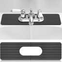 Funnymoom Stone Faucet Mat Sink Splash Guard, 24" Diatomite Quick Drying Stone Faucet Mat, Super Absorbent, Kitchen Sink Oval and Round Splash Tap Pad for Bathroom Counter & Kitchen (Grey) (Gray)