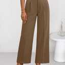 ZESICA Women's Wide Leg Dress Pants 2026 High Waisted Business Casual Palazzo Pants Work Office Slacks Trousers (Brown, S)