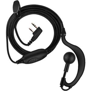 SAMCOM 2 Pin Headset with Mic Original FPCN30A FPCN10A Two Way Radio Replacement Ear Piece with Big PTT Button,Single Wire Soft Ear Hook Walkie Talkie Earpiece,1 Pack