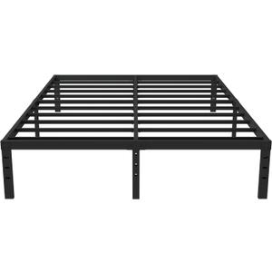 16 Inch Queen Bed Frame No Box Spring Required, Metal Platform Queen Size Bed Frames with 14 Inch Storage, 3,500 lbs Heavy Duty Steel Slats Support, Easy Assembly Mattress Foundation