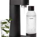 Woody Sparkling Water Maker - Silent Carbonated Water Machine Made of Renewable Wood Composite and 1L Water Bottle - Without CO2 Cylinder - Seltzer Maker Machine - Colour Black