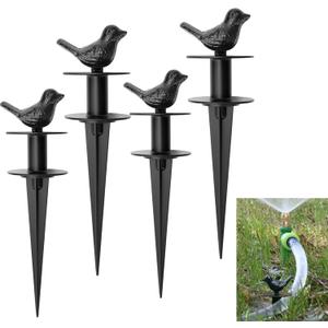 4 Pack Garden Hose Guide Stake Metal Spike 12 Inch Heavy Duty Hose Support Spike with Bird Design Protect for Outside Flower Beds Plant Yard Garden