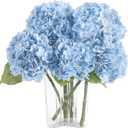 Coferset Baby Blue Hydrangea Artificial Flowers 3pcs Lifelike Faux Hydrangea Real Touch Artificial Flowers for Outdoors Home Wedding Christmas Office Party Living Room Decoration,22inch