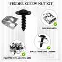 2 x 10 Sets Fender Liner Clips Splash Shield Screw Nut Kit Compatible with Honda Acura BMW 90308-SB2-013 90114-SE0-000 (Black)