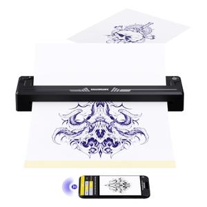 Dragonhawk A4 Wireless Thermal Tattoo Stencil Printer Machine Portable Tattoo Printer Compatible with Phone/Tablet/PC Tattoo Supplies for Beginners Artists