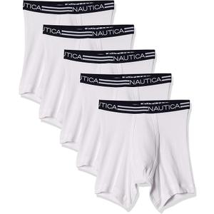 Nautica Men's 5 Pack Classic Cotton Boxer Briefs, L