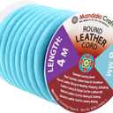 Mandala Crafts 6mm Round Genuine Turquoise Leather Cord for Jewelry Making