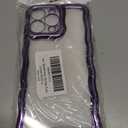 SKYLMW Compatible with iPhone 14 Pro Max Case, Kawaii Cute Curly Wave Frame Luxury Plating Edge, Stylish Glossy Clear Back, Soft TPU Shockproof Protective Cases for iPhone 14 Pro Max, Purple