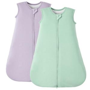 Duomiaomiao 2 Pack Buttery Soft Rayon Made from Bamboo Baby Sleep Sack 18-36 Months 1.0 TOG, Premium Baby Sleeping Bag 2-Way Zipper for Babies