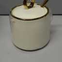 WHJY Ceramic Sugar Bowl with Lid and Spoon, Simple White Clear Porcelain Salt Bowl Salt Container, Modern Spice Box Seasoning Jar for Home and Kitchen Coffee Bar - White