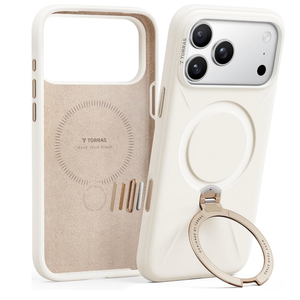 TORRAS Q3 Silicone for iPhone 17 Pro Max Case Stand, Fit for MagSafe, Liquid Silicone Soft Cozy Grip, 360 Spin Magnetic Stand, Camera Control, Protective Case for iPhone 17 Pro Max, Ivory Gold