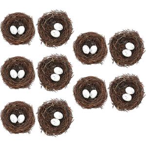 ONEST 30 Pieces Small Faux Bird Nest with Eggs Artificial Rattan Birds Nest for Easter Wedding Home Party Christmas Tree Decoration