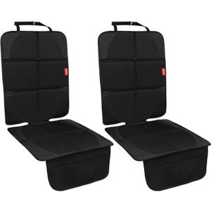 Car Seat Protector, 2 Pack Carseat Protector with Thick Padding, Baby/Pets for Child Car Seat-Mesh Pockets-Waterproof-Universal Size(Black)