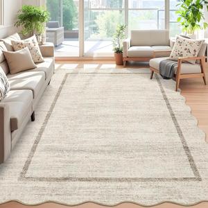 GarveeHome Scalloped Large Living Room Area Rug 6x9 - Machine Washable