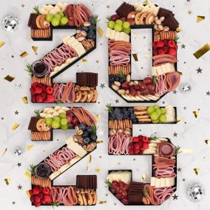 2025 Graduation Party Decorations - 2025 Numbers Charcuterie Board Box - 10" Paper Tray for Graduation Centerpieces - Class of 2025 Table Decoration for Kindergarten Preschool College High School (Black)