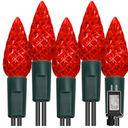 WATERGLIDE C6 Christmas Lights, 33ft 100 LED Faceted String Lights Green Wire Fairy Lights with Safe Adaptor, 8 Lighting Mode, Waterproof for Indoor Outdoor Patio Xmas Tree Party Decor