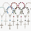 Juvale 23 Pack Small Catholic Rosary Bracelet for Women and Men - Prayer Beads for Baptism Christening, Prayer Room, Altar, (8 Colors & Crucifix Designs) - Rosary Beads Bracelet