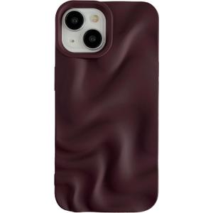 Caseative for iPhone 15 Case,Water Ripple Pattern Wave Phone Case (Wine Red)
