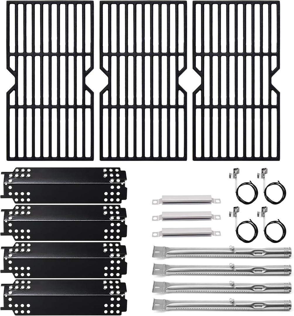Grill Replacement Parts for Charbroil 463436215, 463439915, 463436213, 463436214, G432-001N-W1 Cooking Grates, Heat Plates, Burners, Crossover Tube and Igniters for Char Broil Classic 4 Burner