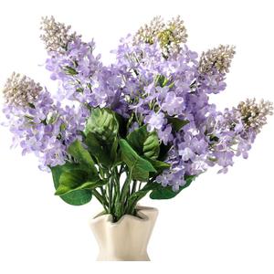 Thiccywoov 10 Pcs 24" Artificial Lilac Flowers Purple Fake Delphinium Antirrhinum Stem Real to Touch Faux Purple Lilac Flower Arrangements for Vase Table Centerpieces Wedding Bouquet Home Decoration