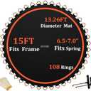 Trampoline Mat Replacement-Fits 15ft Trampline Frame with 96/108 Rings for Choose,Fits 5.3"-8.5" Springs, Mat Diameter 13.05ft-13.56ft,Spring and Frame not Included