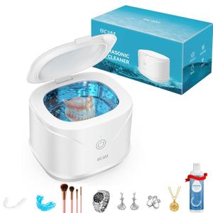 BCOM Retainer Cleaner,Jewelry Cleaner Ultrasonic Machine 46kHz, Jewelry&Retainer Cleaner 2-in-1 Portable Dental Cleaning Pod Deep Clean for Retainer,Mouth Guard,Ring,Jewelry, in 5 Mins Mon'day Gift