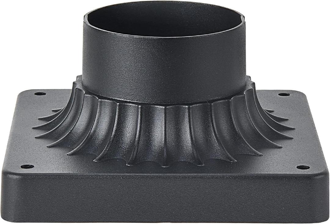 3 Inch Outdoor Post Light Base, Black Pier Mount Base, Universal Square Lamp Post Base, Heavy Duty Pole Mount Adapter for Exterior Garden Patio Driveway Yard Light Post, 1PK