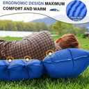 FUN PAC Camping Sleeping Pad with Pillow Built-in Foot Pump Inflatable Sleeping Mat Compact for Camping Backpacking Hiking Traveling - Blue