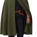 Spooktacular Creations Halloween Renaissance Cloak Costume Men, Green Medieval Hooded Cape Vintage Capelet for Themed Parties (Green, XL)