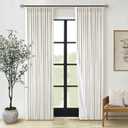Natural Pinch Pleated Linen Blackout Curtains 84 Inch Length 2 Panels for Bedroom Living Room Darkening Thermal Insulated Cream Birch Boho Neutral Back Tab Pinch Pleat Lined Window Curtain 84 Inches
