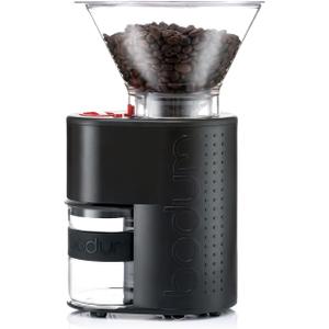 Bodum Bistro Electric Conical Burr Coffee Grinder, Preset Timer, 12 Grind Settings, Black (7.75 oz)