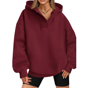 BTFBM Women's Oversized Hoodies Casual Fleece Long Sleeve V Neck Sweatshirts 2025 Trendy Spring Outfits Fall Clothes Size XL