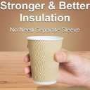 Hot Paper Cups_12 oz Disposable Insulated Corrugated Sleeve Ripple Wall Paper Cup 100 pcs,12oz Cups for DrinkHot Coffee Cups (Brown)
