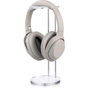 Xuhal Acrylic Headphone Stand Headset Holder for Desk, Clear Gaming Headset Stand Universal Headphone Holder for Desktop Display, with Metal Hardware(Round)