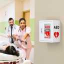 NLShan AED Cabinet Wall Mount: Steel Defibrillator Storage Case with PVC Clear Window and Handle - for Hospitals/Schools/Offices (14.2" Wx7.9 Dx15.8 H)