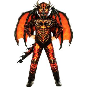 Morph Lava Dragon Costume Kids with Wings Boys Red Fire Lizard Halloween Costumes For Boys (Large)