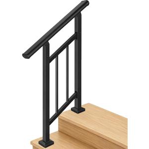 Metty Metal 2-Step Hand Rails for Outdoor Steps with Black Balusters