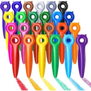 KERIFI Triangle Jumbo Crayons for Toddlers, Mess Free Washable Toddler First Crayons for Kids Ages 1-3 2-4 4-8, Unbreakable Non-Toxic, Easy to hold, Back to School Gifts for Coloring Book (24 Colors)