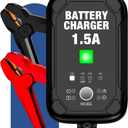 1.5A 6V/12V Car Battery Charger Automatic Trickle Charger, Battery Maintainer with Overcharge Protection & Temperature Compensation for Lead Acid, AGM, Gel, Lithium Batteries