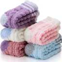 ANTSANG Fuzzy Socks for Women, Fluffy Warm Soft Slipper Socks for Winter & Home, Ideal for Teen Girls (Assorted Stripes)